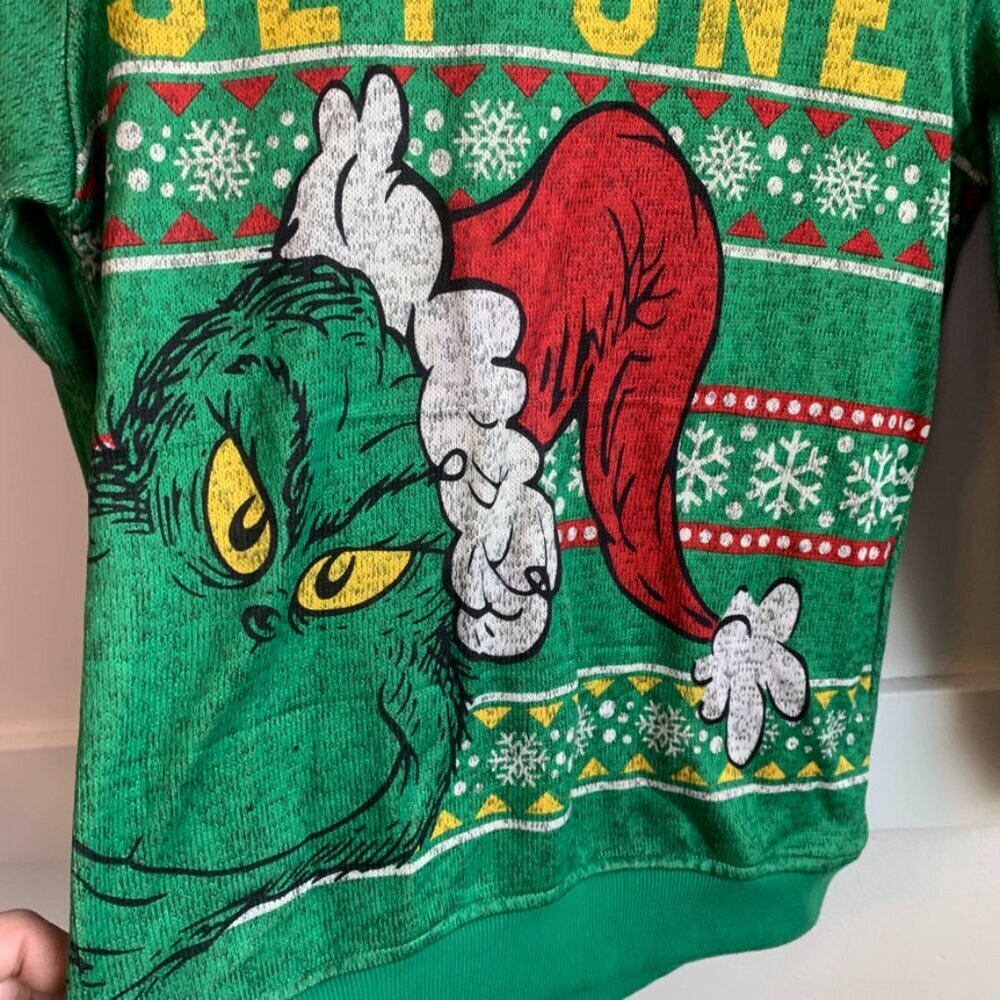 Dr. Suess The Grinch Sly One Green Long Sleeve Sweatshirt - Picture 5 of 5
